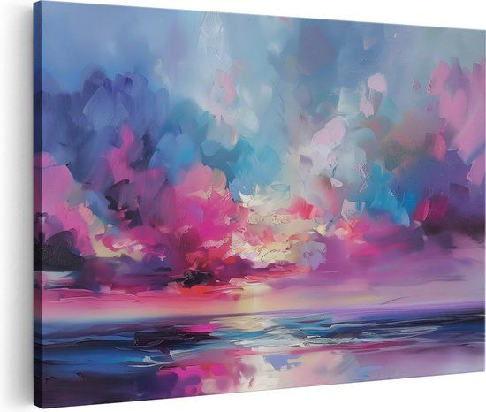 Artaza Canvas Schilderij Abstract Zonsondergang - 120x80cm - Canvas Print