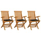 VidaXL Chaise de jardin terrasse assise capitonnée teck noir