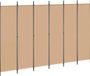 vidaXL Paravent à 6 panneaux Beige 300 x 200 cm Tissu