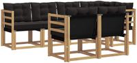vidaXL Hoek loungeset 7-zits Wit en zwart Acacia hout