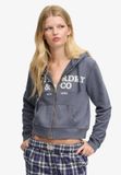 Superdry Athletic Essentials Hoodie met rits relaxed pasvorm - Dames - Hoodies - Maat 10 - Baumwolle - Graphite Grey