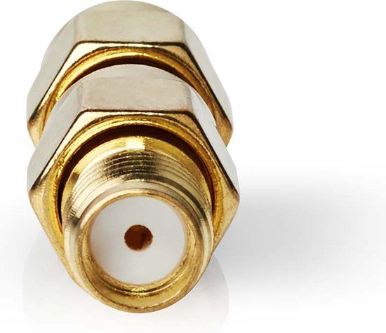 Nedis SMA-Adapter - SMA Male Omgekeerde Polariteit - SMA Female - Verguld - 50 Ohm - Recht - PVC - Goud - 2 Stuks - Doos