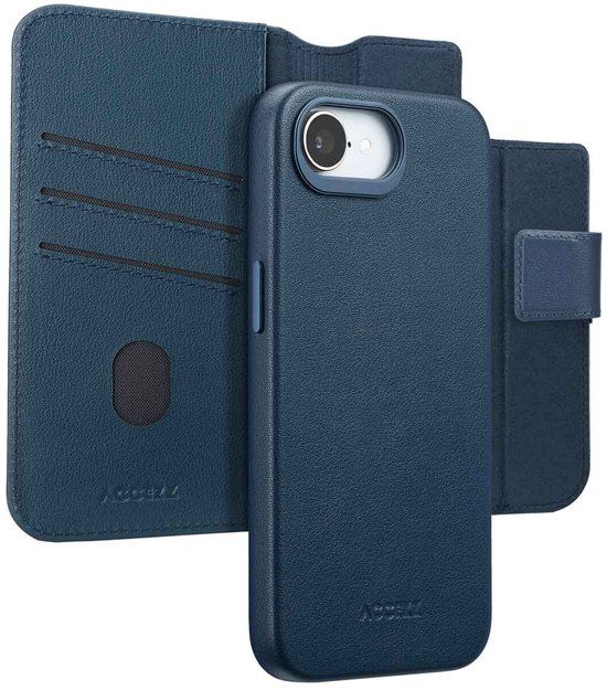 Accezz Leather Bookcase 2-in-1 met MagSafe voor de Apple iPhone 17e / 16e - Nightfall Blue