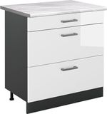 Vicco Keukenonderkast R-Line, Wit Hoogglans/Antraciet, 80 cm