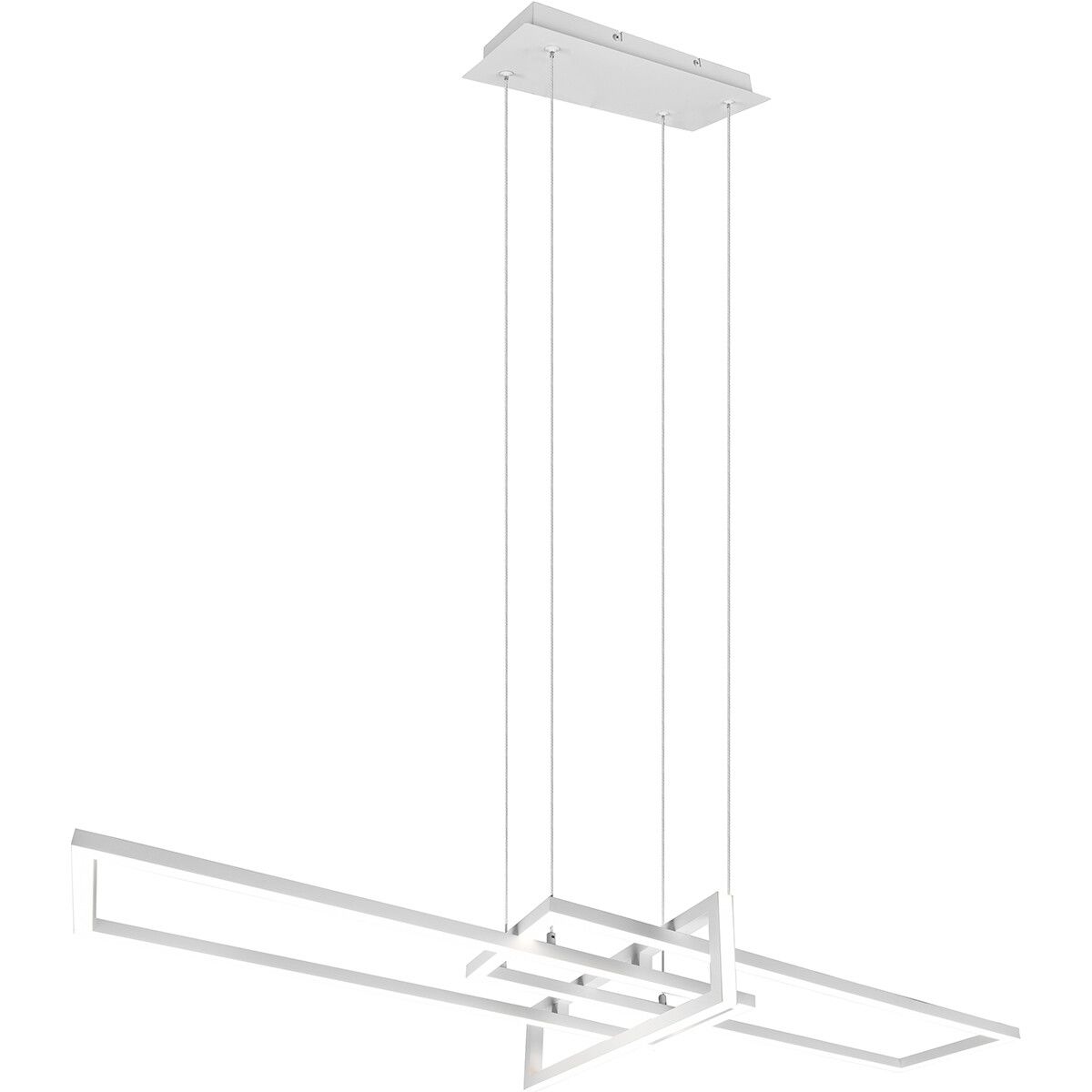 LED Hanglamp Trion Salana 34W - Warm Wit 3000K - Dimbaar - Rechthoek - Mat Wit - Aluminium