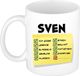 Bellatio Decorations Naam mok Sven - wit - top gozer - keramiek - 300 ml - cadeau collega beker