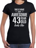 Bellatio Decorations Awesome 43 year - geweldig 43 jaar cadeau t-shirt zwart dames - Verjaardag cadeau L