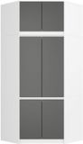 AKORD Hoekkledingkast S100 met Opzetstuk Wit - Grafietgrijs 100 x 235 x 50 cm
