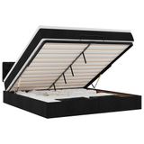 vidaXL Bed poef met matras en LED's stof 140x190 cm zwart