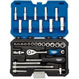 Draper 1/4\" doppenset met soft grip ratel, 30-delig
