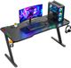 Avalo Bureau de jeu - 140x60x73 CM - Bureau de jeu avec éclairage LED - Noir