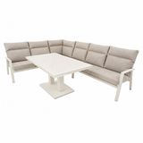 AVH-Collectie Pacific dining hoek loungeset 5-delig aluminium verstelbaar latte