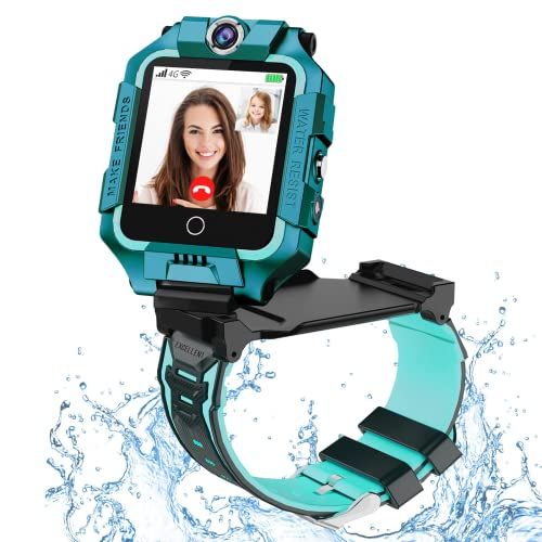 OKYUK 4G Kids Smart Horloge - Waterdicht - GPS - Cyan T10