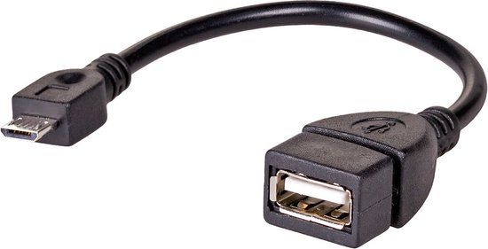 Akyga AK-AD-09 USB OTG adapterkabel, micro-USB, type A, bus, 15 cm, zwart