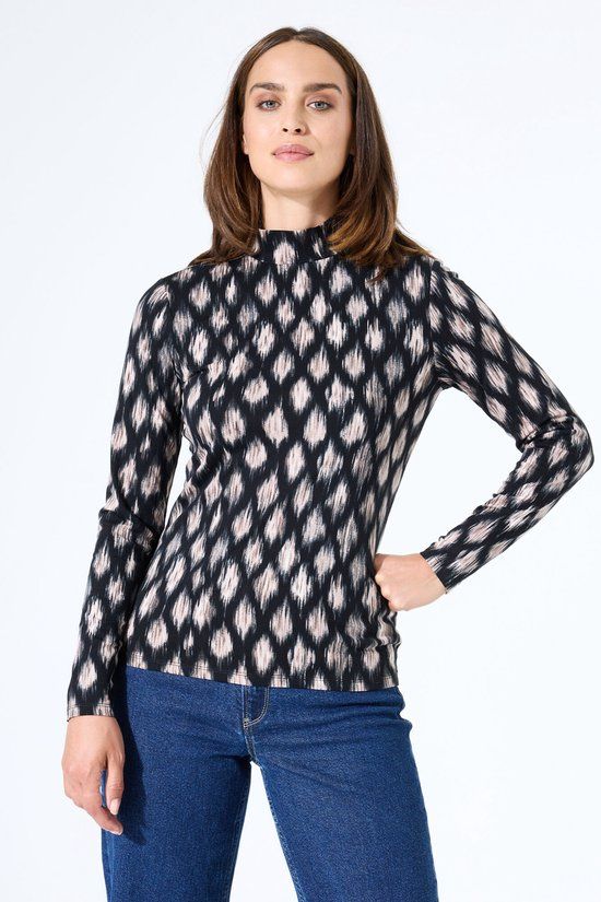 Garcia Dames Print T-shirt Bruin Lange mouw