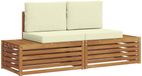vidaXL - Set de 2 banquettes d'extérieur - Acacia massif et polyester