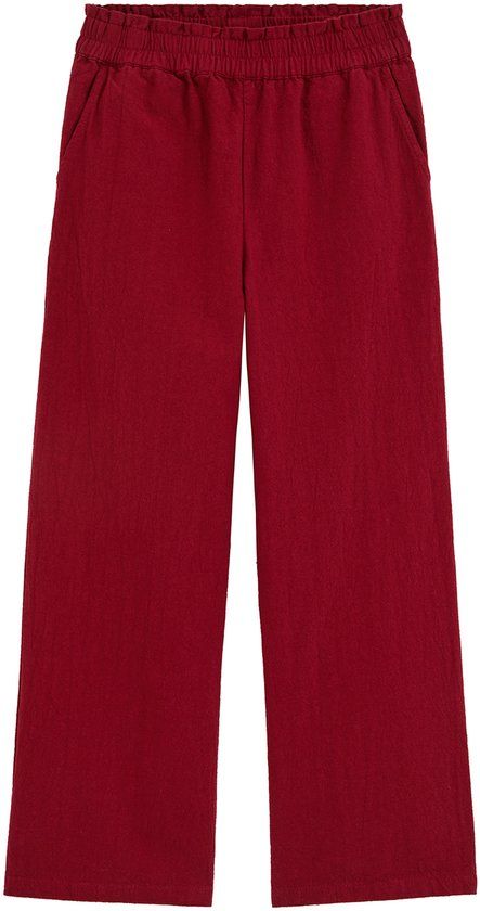 WE Fashion Meisjes high-waist broek van katoen - Vintage red - Maat 170