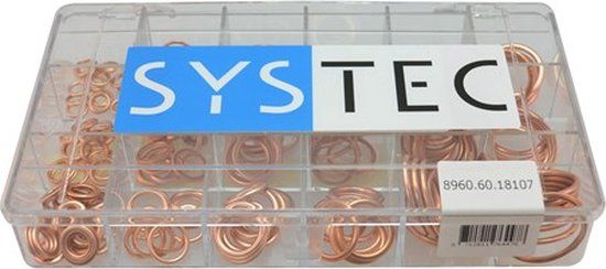 SYSTEC Assortimentsdoos Afdichtringen - Koper - 18 Maten - DIN 7603C