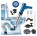 OEM Elektrische toiletspoelset met 4 opzetstukken, set voor het ontstoppen van leidingen, blauw/zilver
