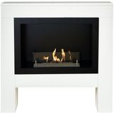 Xaralyn Bio-ethanol haard - Bolea BW - wit hout - 1,5 KW verwarming - haardombouw inclusief inbouwhaard - echte vlammen