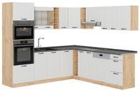 Vicco Hoekkeuken R-Line, Wit Landhuis/Goudkleurig Eiken, 247 x 237 cm, WB Antraciet