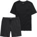 JP 1880 - Heren - Pyjama homewear korte tweedelige set T-shirt short met print - Zwart - Maat XXL