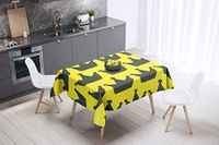 Bonamaison Tafelkleed, Anti-Mold, Sneldrogend, Waterdicht, 100% Polyester Tafellaken, Neon Geel, Rook, 140 x 140 Cm