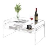 VEVOR Salontafel, Bijzettafel, 2-Laags Salontafel met Opbergplank, Moderne Rechthoekige Salontafel Van Acryl, Ideaal voor Eetkamer, Kookeiland, Restaurant, Kantoor, 50 X 80 X 38 cm (Transparant)