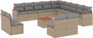 vidaXL Loungeset met Kussens Poly Rattan Beige