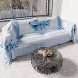 PETTI Artigiani Italiani - Sprei voor tweepersoonsbed, lente, zomer, lichte deken, tweepersoonsbed, bedlaken, lichtblauwe strik, 100% gemaakt in Italië