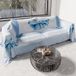 PETTI Artigiani Italiani - Sprei voor tweepersoonsbed, lente, zomer, lichte deken, tweepersoonsbed, bedlaken, lichtblauwe strik, 100% gemaakt in Italië