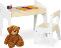 Merkloos Relaxdays Kindertafel en Stoeltje Set - Beige-Wit