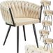 tectake® Set van 6 fluwelen eetkamerstoelen - Zandkleur