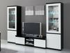 Meuble TV ROMEO laqué noir/laqué blanc avec éclairage