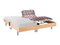 Vente-unique Bed met elektrische lattenbodem hout natuurlijk licht 2 x 90 x 200 cm