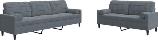 vidaXL 2-delige Loungeset met kussens en bolsters fluweel donkergrijs