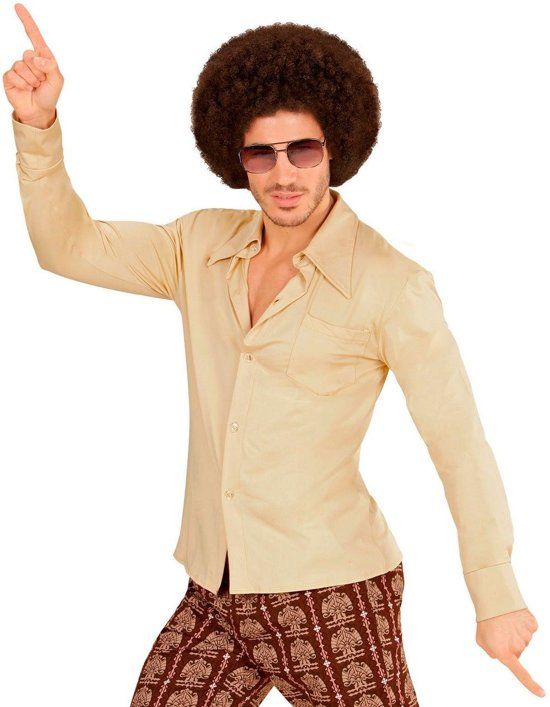 Widmann Hippie Kostuum Groovy Garry 70s Heren Shirt Beige XXL