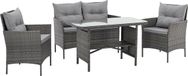 SVITA DALLAS Polyrattan set de jardin - 4 pièces : 2 fauteuils, canapé, table, coussins inclus, gris