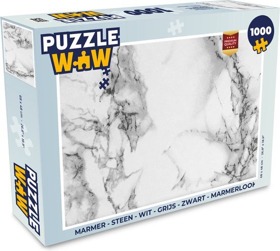 MuchoWow Puzzel Marmer - Steen - Wit - Grijs - Zwart - Marmerlook - Legpuzzel - Puzzel 1000 stukjes volwassenen - Sinterklaas cadeautjes - Sinterklaas voor grote kinderen