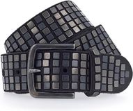 b.belt Leren Riem 40 mm Full Leather Belt with Mixed Rivets W80 Black Zwart