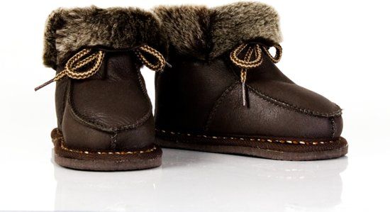 Bernardino baby slof wol bruin leer maat 23