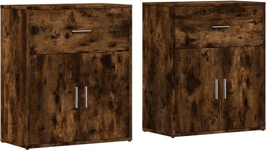 vidaXL Dressoirs 2 stuks Gerookt Eiken 60x31x70 cm