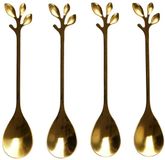 Home Deco Factory Theelepels - 4 stuks - Goudkleurig - Metaal - Vaatwasserbestendig - 11 cm