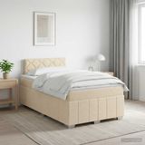 vidaXL Boxspringbed met matras, crème kleur, 120 x 190 cm, gestoffeerd