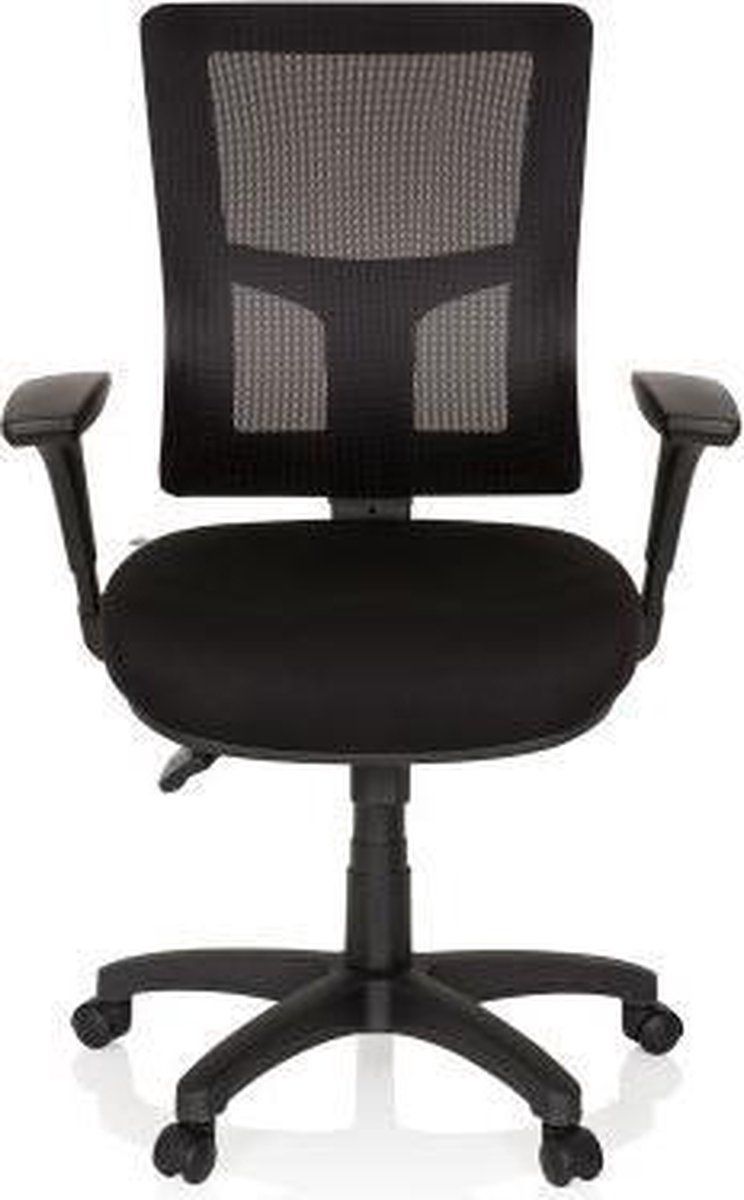 HJH OFFICE Directiestoel - Zwart - Stof/Netstof - Verstelbare Armleuning - Ergonomisch