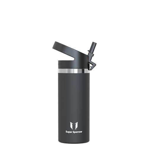 Sparrow Waterfles Kind 500ml Metaal Fles RVS Drinkfles met Rietje