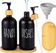 Azomor® Set de deux distributeurs de savon élégants en verre noir mat avec entonnoir et plateau