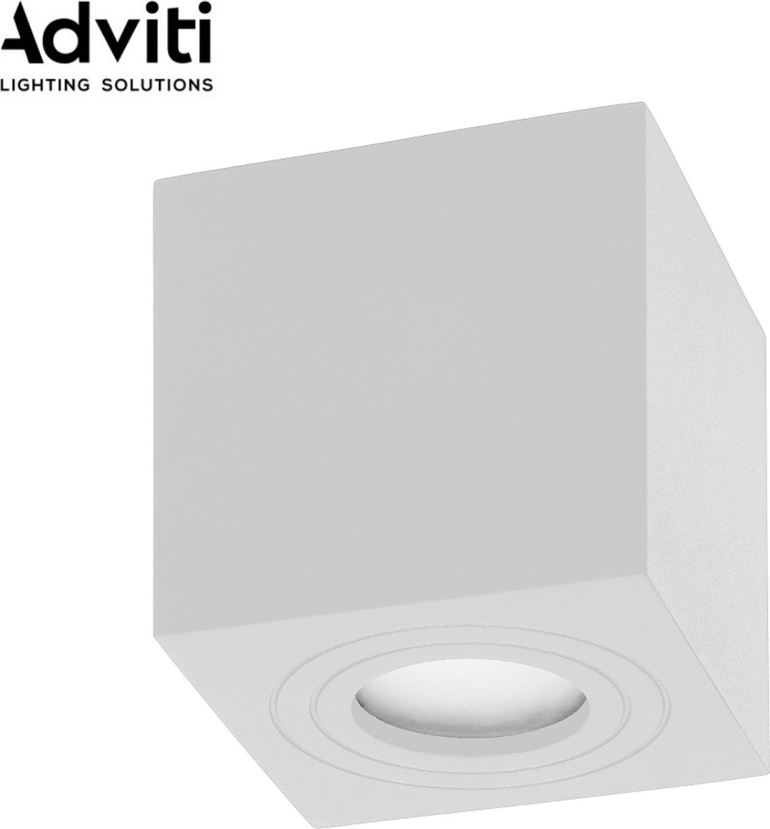 Adviti MEGY Vierkante opbouwspot - Downlight - Wit - IP54 - GU10 - Melkglas - Aluminium behuizing