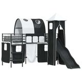 vidaXL - Lit superposé - pour - enfants - Uni - Noir - 75 - x - 190 - cm - Métal