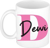 Bellatio Decorations Naam mok Dewi - roze - wit - keramiek - 300 ml - cadeau beker